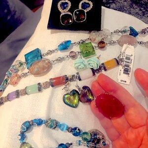 Colorful set jewelry glass beads natural stone